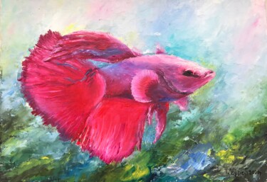 Pintura intitulada "Rooster fish - ocea…" por Tanya Churey, Obras de arte originais, Óleo