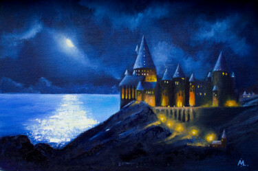 Painting titled "Hogwarts School. Ga…" by Tanya Cooper, Original Artwork, Oil Mounted on Other rigid panel