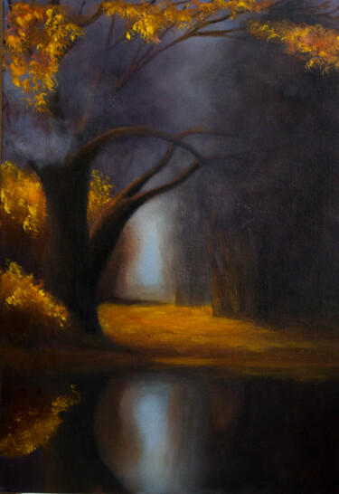 Schilderij getiteld "Autumn dusk. Sleepy…" door Tanya Cooper, Origineel Kunstwerk, Olie