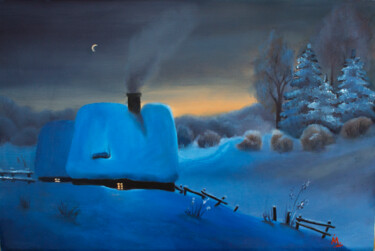 Painting titled "Winter evening. 45*…" by Tanya Cooper, Original Artwork, Oil