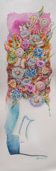 Painting titled "Chatty little flowe…" by Tanya Dolya, Original Artwork, Watercolor