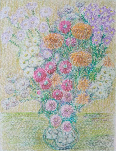 Pintura intitulada "Bouquet - business…" por Tanya Dolya, Obras de arte originais, Pastel Montado em Cartão