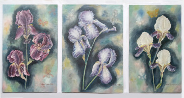 Painting titled "Triptych of beautif…" by Tanya Dolya, Original Artwork, Oil Mounted on Other rigid panel