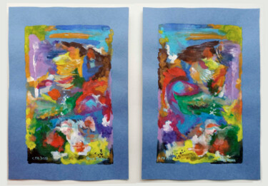 Schilderij getiteld "Diptych, fantasy "A…" door Tanya Dolya, Origineel Kunstwerk, Gouache