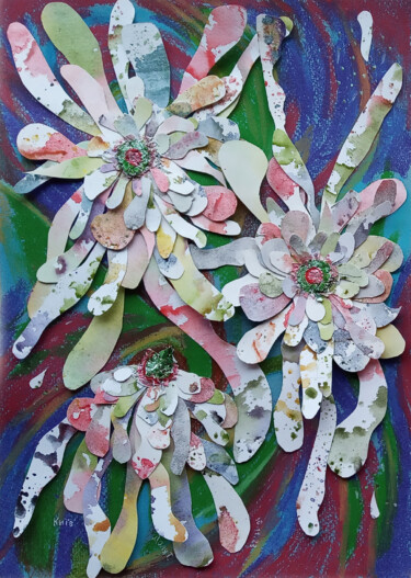 Collagen mit dem Titel "Dynamic flowers2 Se…" von Tanya Dolya, Original-Kunstwerk, Collagen