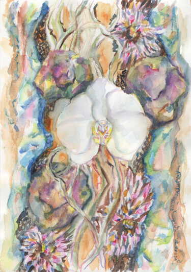 Картина под названием "A composition with…" - Tanya Dolya, Подлинное произведение искусства, Акварель