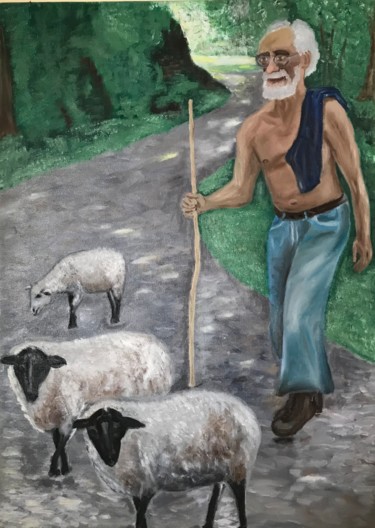 Картина под названием "Пастух" - Tanya Dulac, Подлинное произведение искусства, Масло