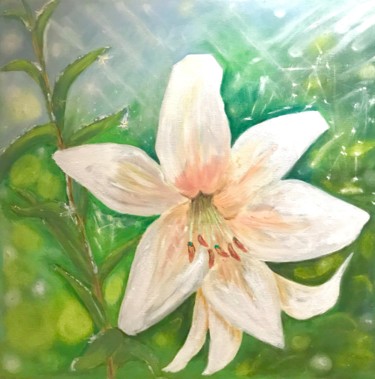 Картина под названием "Белые лилии" - Tanya Dulac, Подлинное произведение искусства, Масло