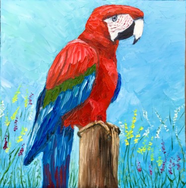 Malarstwo zatytułowany „Картина с попугаем” autorstwa Tanya Dulac, Oryginalna praca, Olej