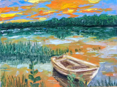 Peinture intitulée "Art lake , painting…" par Tanya Dulac, Œuvre d'art originale, Huile