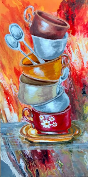 Pintura intitulada "Kitchen still life…" por Tanya Dulac, Obras de arte originais, Acrílico