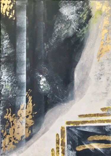 Картина под названием "Большая абстрактная…" - Tanya Dulac, Подлинное произведение искусства, Акрил Установлен на Деревянная…