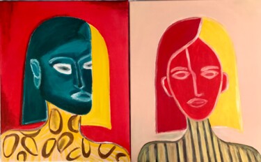 Pintura titulada "Подружки 2 , живопи…" por Tanya Dulac, Obra de arte original, Acrílico Montado en Bastidor de camilla de m…