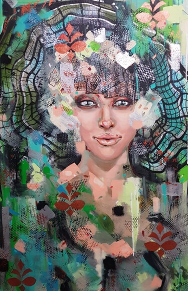 Malerei mit dem Titel "The Queen of Spades" von Tanya Efe, Original-Kunstwerk, Acryl