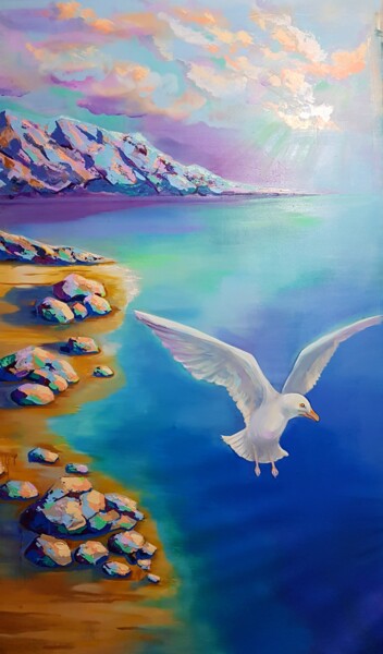Painting titled "The Seagull" by Tanya Efe, Original Artwork, Acrylic