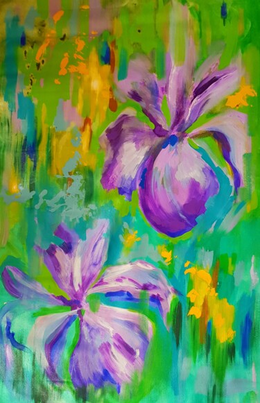 Painting titled "FLORES" by Tanya Efe, Original Artwork, Acrylic