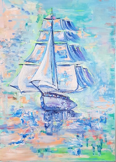 Painting titled "Sailboat" by Tanya Efe, Original Artwork, Acrylic