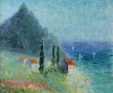 Peinture intitulée "House by the Sea" par Tanya Firn, Œuvre d'art originale, Huile