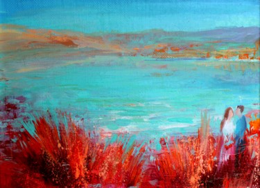 Painting titled "At the Lake" by Tanya Firn, Original Artwork, Oil