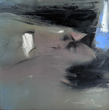 Painting titled "Kiss 1| Поцелуй 1" by Tanya Grinevich, Original Artwork, Oil Mounted on Wood Stretcher frame