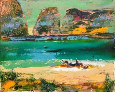 Картина под названием "Coast | Берег" - Tanya Grinevich, Подлинное произведение искусства, Масло Установлен на Деревянная ра…
