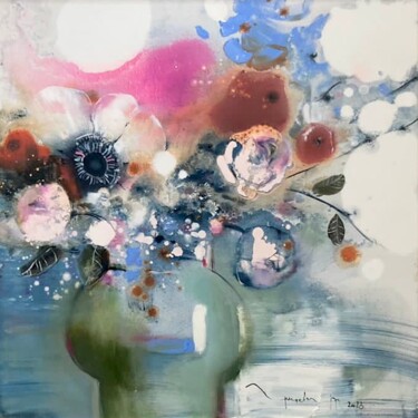 Картина под названием "Bouquet with anemon…" - Tanya Grinevich, Подлинное произведение искусства, Масло