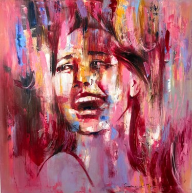 Painting titled "Pink" by Tanya Grinevich, Original Artwork, Oil Mounted on Wood Stretcher frame
