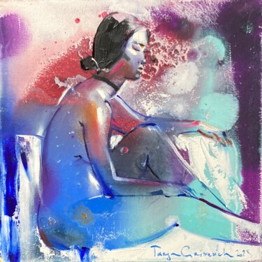 Картина под названием "Girl In Blue" - Tanya Grinevich, Подлинное произведение искусства, Масло Установлен на Деревянная рам…