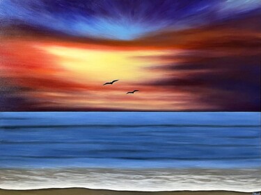Картина под названием "Sunset for Two" - Tanya Hansen (TanyaSunart), Подлинное произведение искусства, Акрил