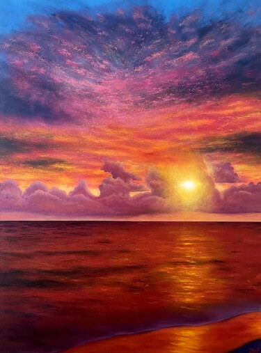 Painting titled "Sunset in Heaven" by Tanya Hansen (TanyaSunart), Original Artwork, Acrylic