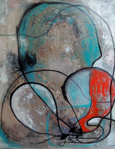 Painting titled ""Balloons"" by Tanya Kutsenko, Original Artwork, Oil Mounted on Wood Stretcher frame