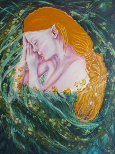 Painting titled "I am full of love" by Tanya Kutsenko, Original Artwork, Oil Mounted on Other rigid panel