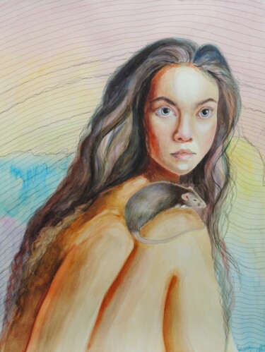 Malerei mit dem Titel "Monika" von Tanya Kutsenko, Original-Kunstwerk, Aquarell