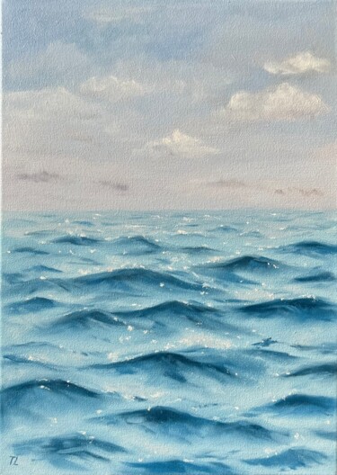 제목이 "Morning Sea"인 미술작품 Tanya Lotsmanova로, 원작, 기름 나무 들것 프레임에 장착됨