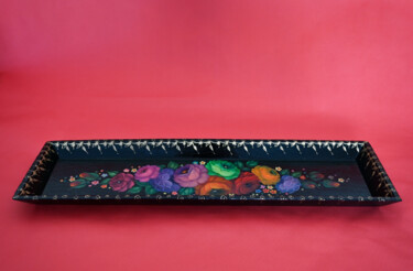 Художественная композиция под названием "деревянный поднос" - Tanya Shark, Подлинное произведение искусства, Масло