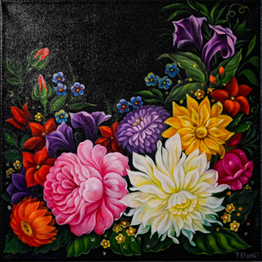 Peinture intitulée "Цветы" par Tanya Shark, Œuvre d'art originale, Huile
