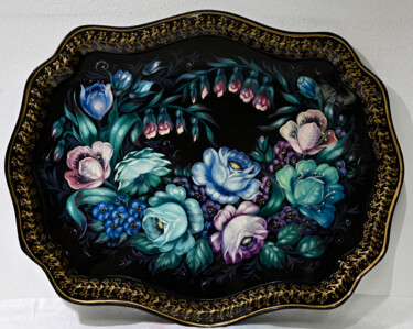 Художественная композиция под названием "Tray half wreath" - Tanya Shark, Подлинное произведение искусства, Масло