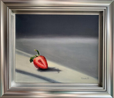 Картина под названием "Half a strawberry" - Tanya Shark, Подлинное произведение искусства, Масло