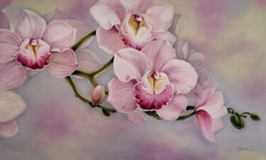 Schilderij getiteld "Orchids" door Tanya Shark, Origineel Kunstwerk, Olie