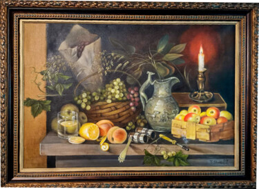 Painting titled "Still life with a c…" by Tanya Shark, Original Artwork, Oil