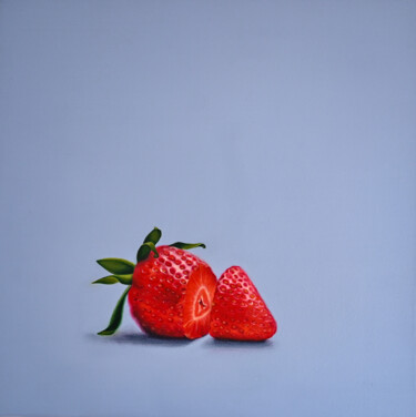 Картина под названием "Strawberry in a cut" - Tanya Shark, Подлинное произведение искусства, Масло