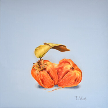 Malerei mit dem Titel "Torn persimmon" von Tanya Shark, Original-Kunstwerk, Öl