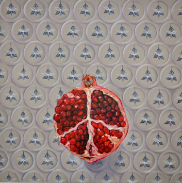 Malerei mit dem Titel "Pomegranate on ajul…" von Tanya Shark, Original-Kunstwerk, Öl