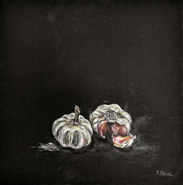 Peinture intitulée "Garlic still life" par Tanya Shark, Œuvre d'art originale, Huile