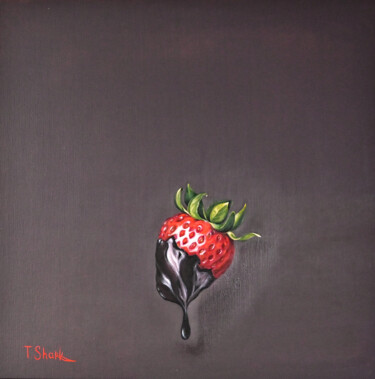 Malerei mit dem Titel "Strawberries in cho…" von Tanya Shark, Original-Kunstwerk, Öl