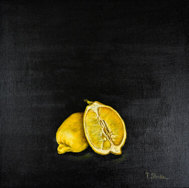 Painting titled "Lemon cut" by Tanya Shark, Original Artwork, Oil