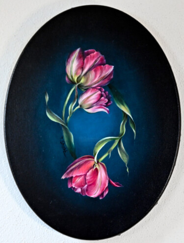 Malerei mit dem Titel "Tulips." von Tanya Shark, Original-Kunstwerk, Öl