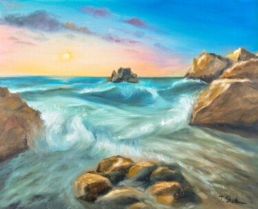 Painting titled "Seascape #1" by Tanya Shark, Original Artwork, Oil