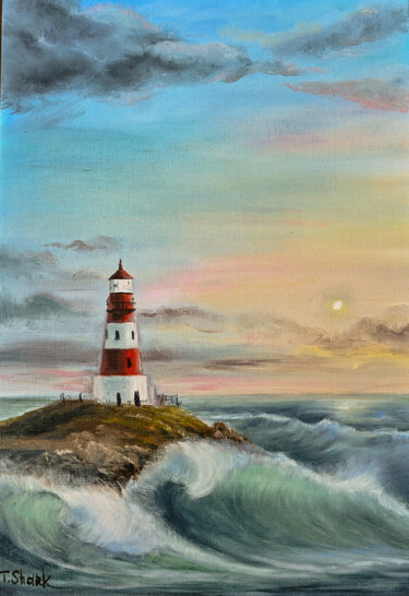 Картина под названием "Seascape #3" - Tanya Shark, Подлинное произведение искусства, Масло