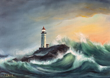Painting titled "Seascape #4" by Tanya Shark, Original Artwork, Oil